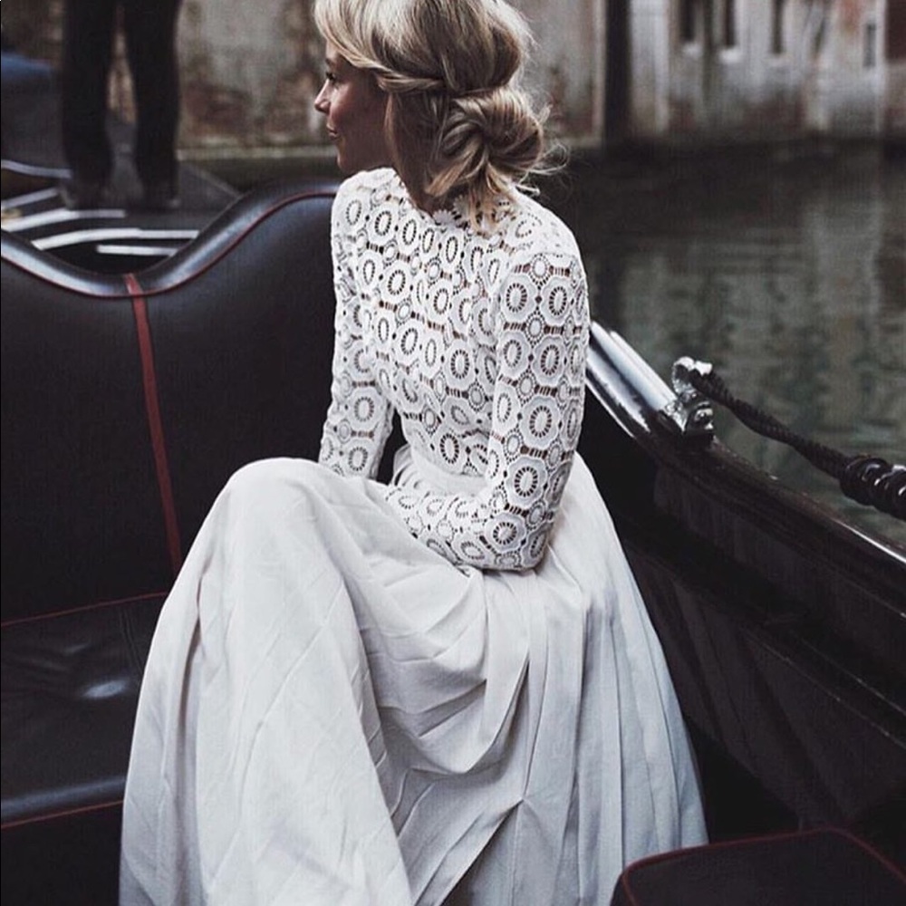Self portrait white and ivory crochet dress
